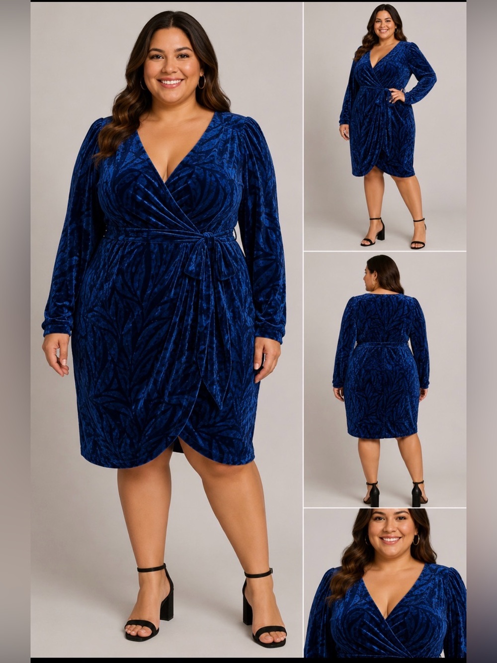 torrid Royal Blue Velvet Wrap Dress with Tie